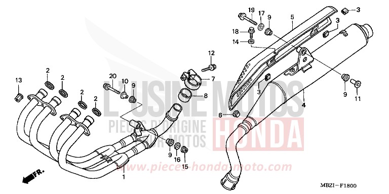 EXHAUST MUFFLER (CB600F2/F22) for Hornet S CANDY XENON BLUE (PB324) from 2002